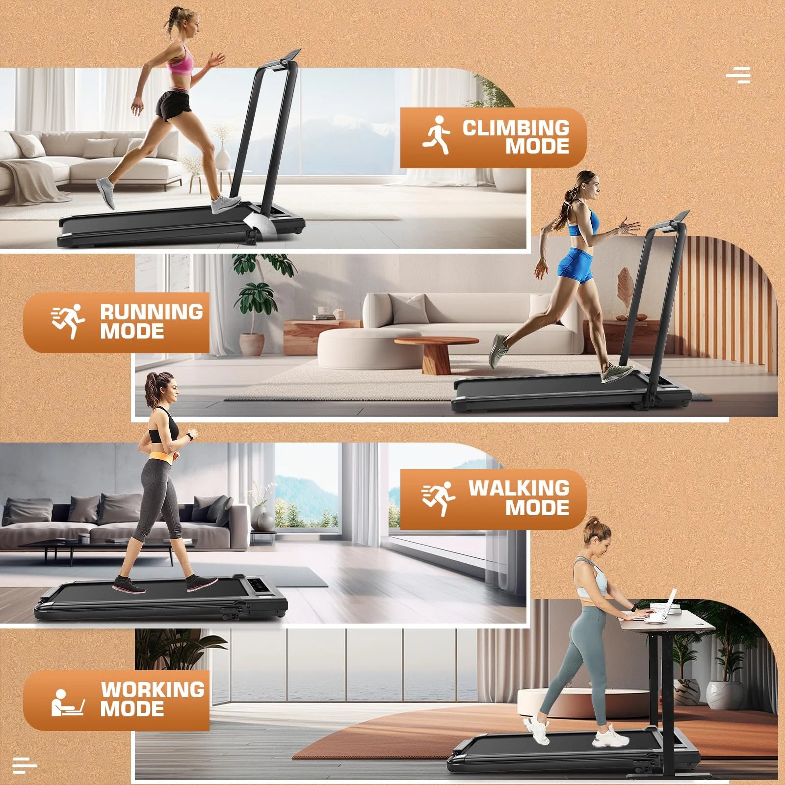 2 in 1 under Desk Treadmill with 250Lbs Capacity, Walking Pad/Compact Electric Treadmill for Home/Gym/Office with LED Touch Screen, Remote Watch, Speed Range 0.6-7.5 Mph