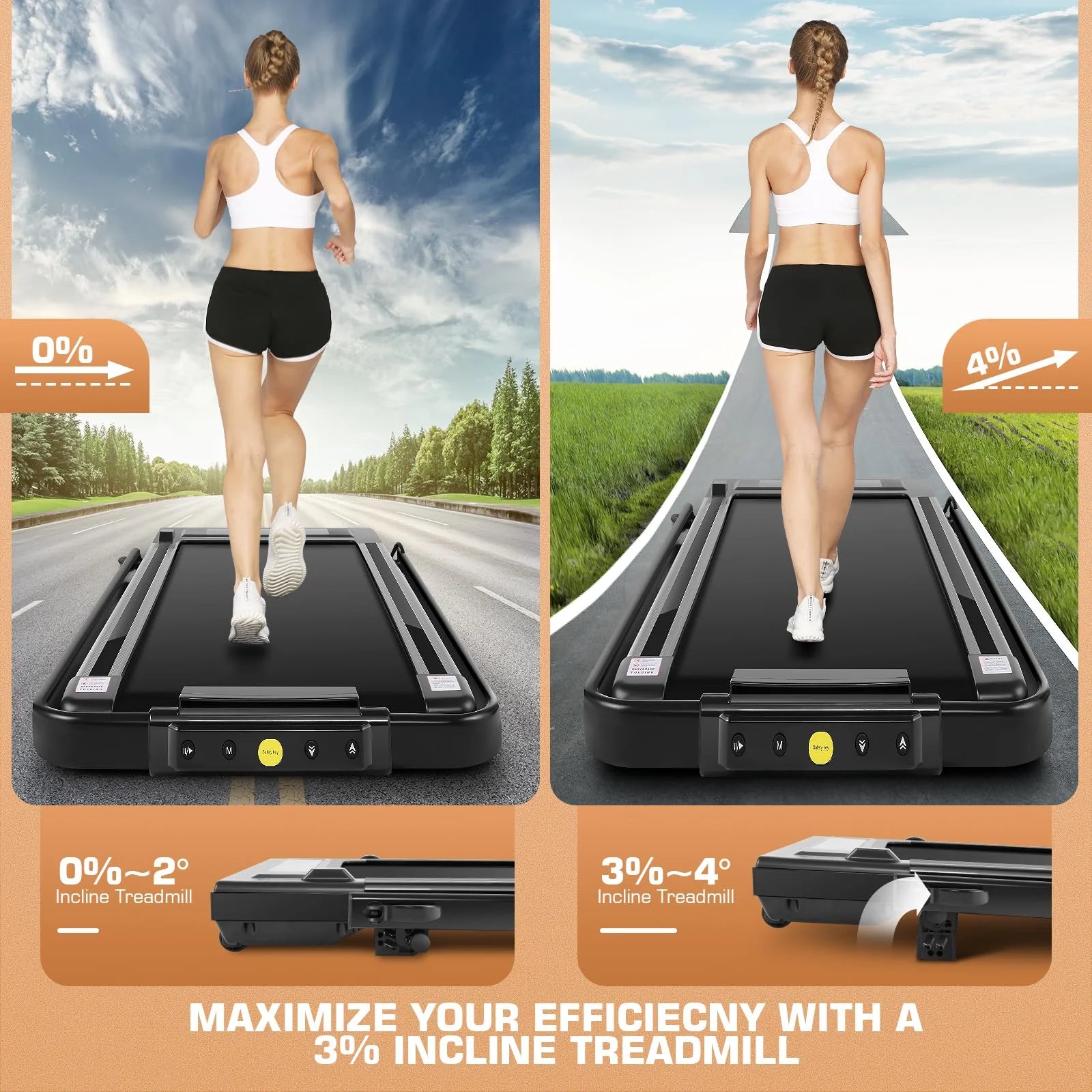 2 in 1 under Desk Treadmill with 250Lbs Capacity, Walking Pad/Compact Electric Treadmill for Home/Gym/Office with LED Touch Screen, Remote Watch, Speed Range 0.6-7.5 Mph